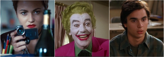 left to right: Jaime Winstone in "Boogie Woogie" (2009), Cesar Romero in "Batman - Pop Goes the Joker" (1967) and Max Minghella in "Art School Confidential" (2006)